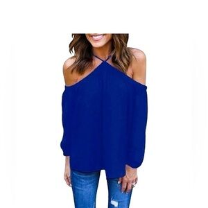 Vemvan sheer chiffon cold off the shoulder Flowy blouse size medium NWT